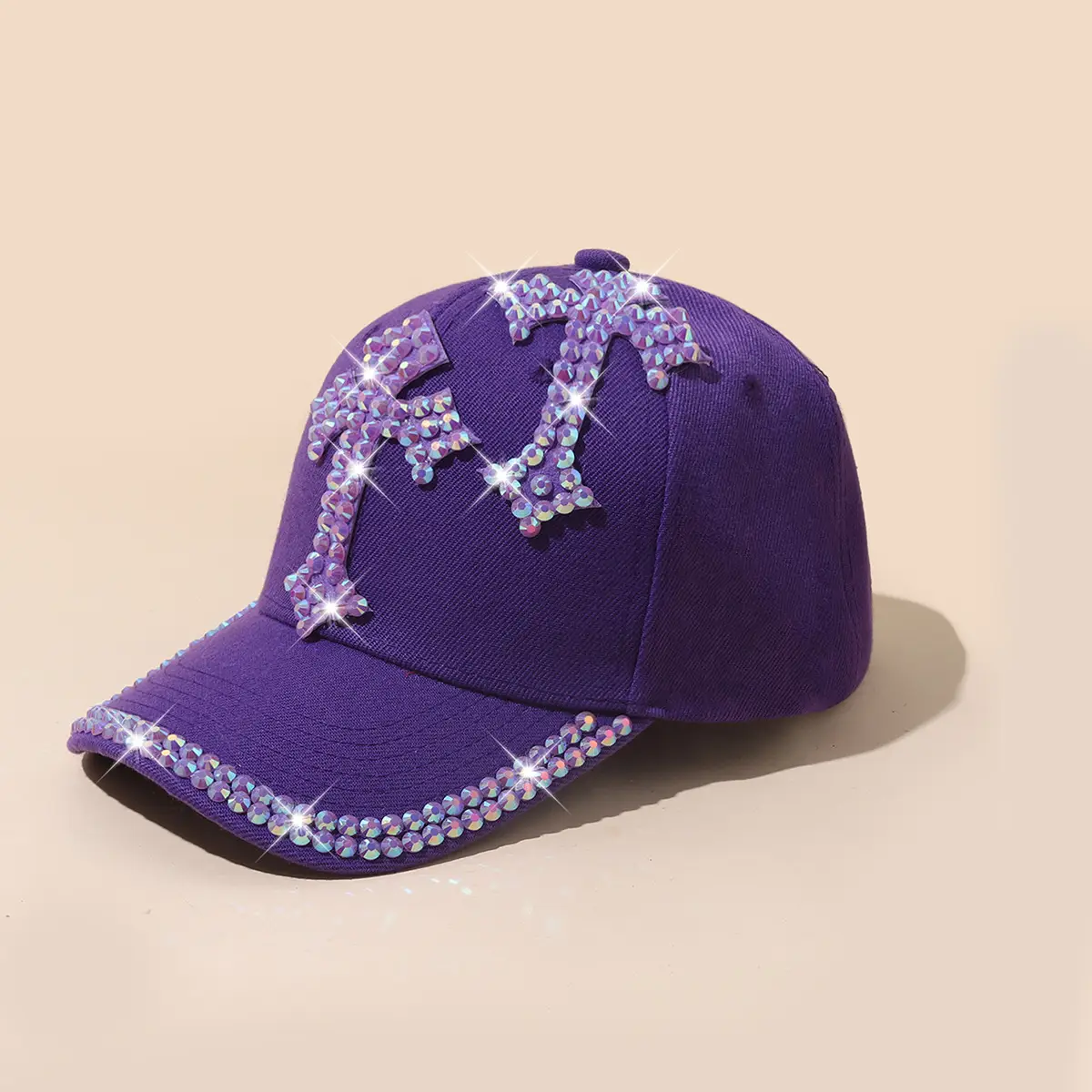Pink Korean Rhinestone Baseball Cap for Girls — feature 13