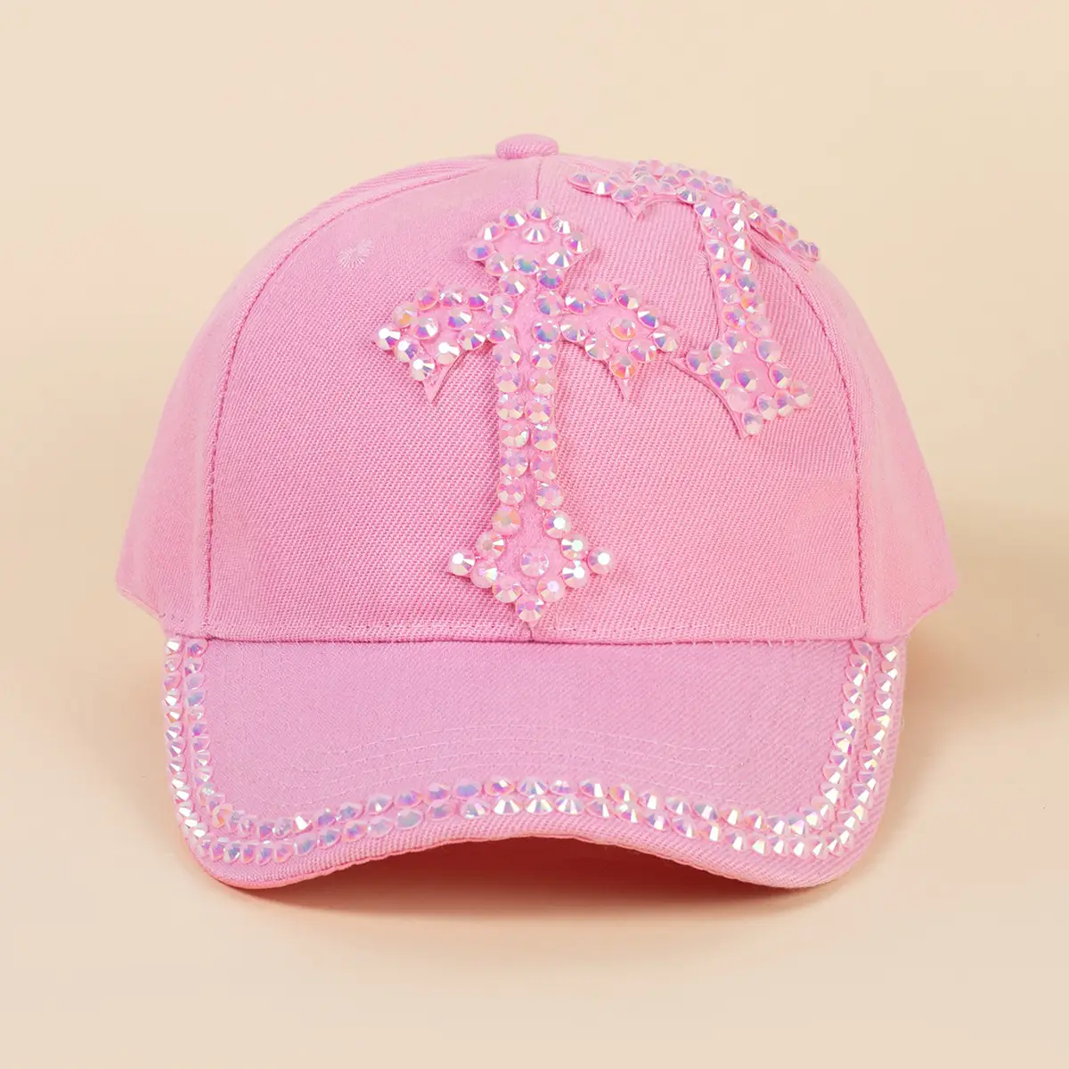 Pink Korean Rhinestone Baseball Cap for Girls — feature 9