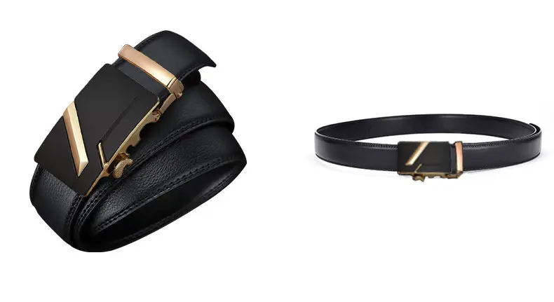 Men's Black Leather Belt with Gold Buckle β feature 15