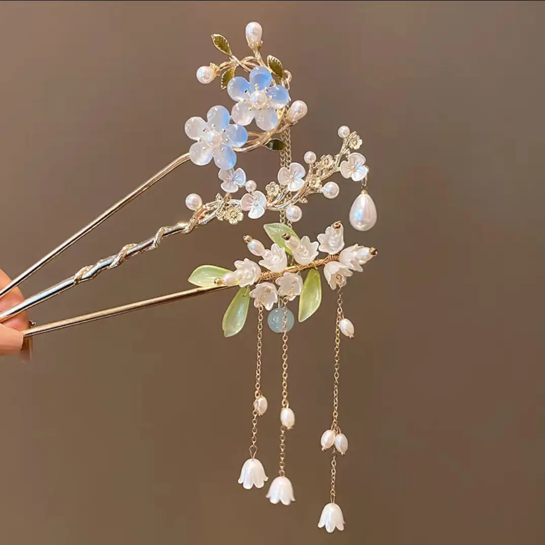 Lilu Hairpin Women Antique Hanfu Walking Tassel Plate Hair Clasp - Image 12