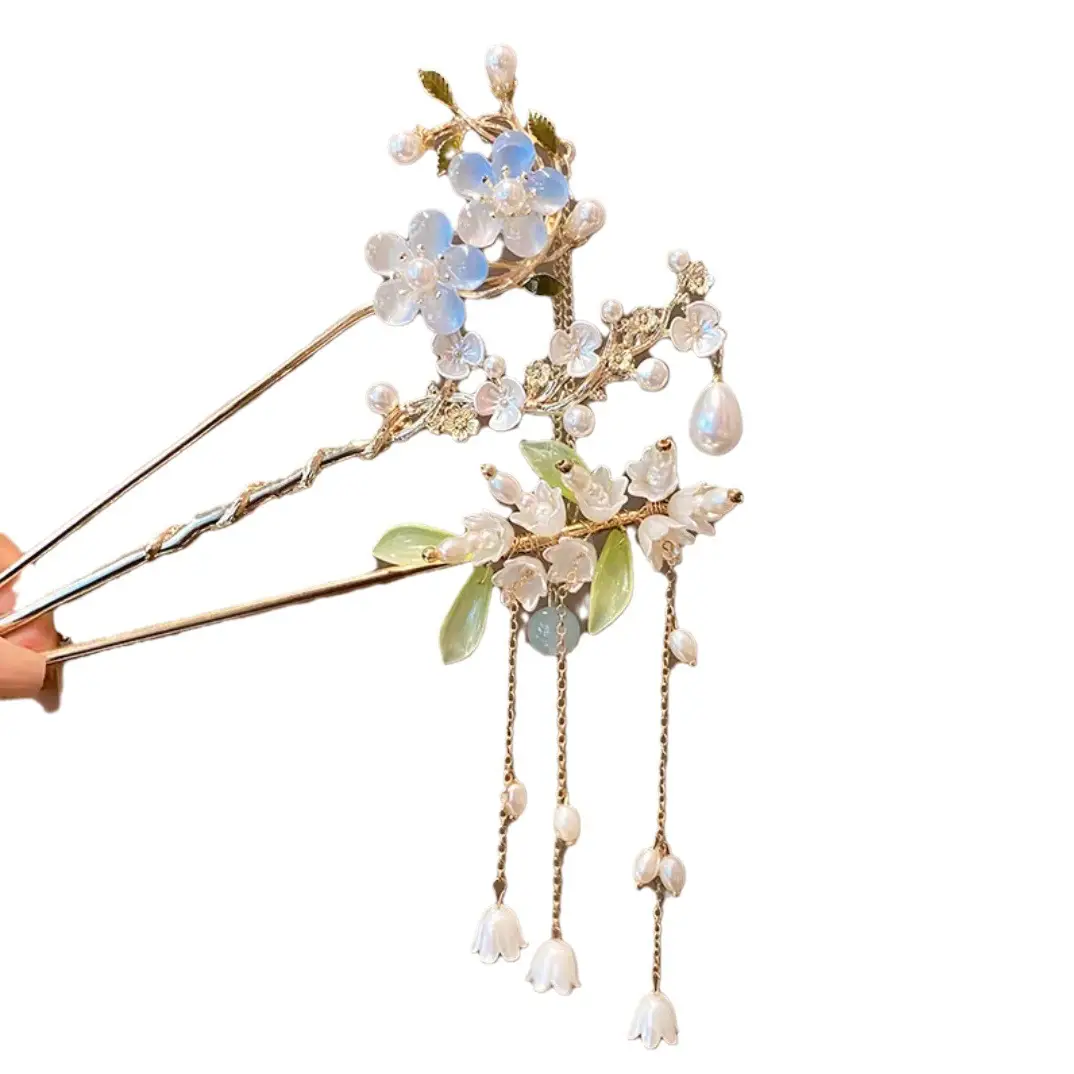 Lilu Hairpin Women Antique Hanfu Walking Tassel Plate Hair Clasp - Image 13
