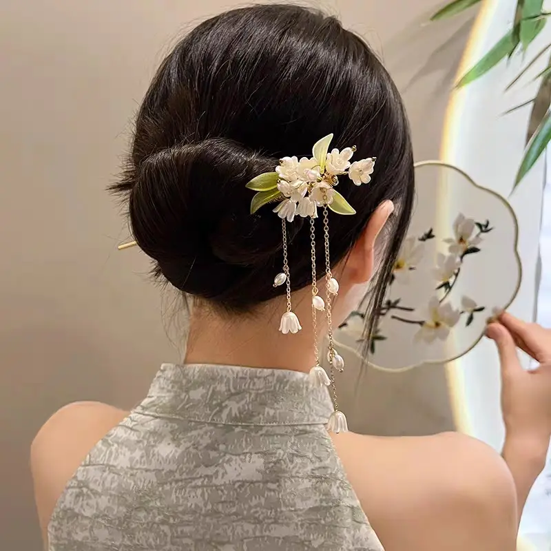 Lilu Hairpin Women Antique Hanfu Walking Tassel Plate Hair Clasp — feature 5