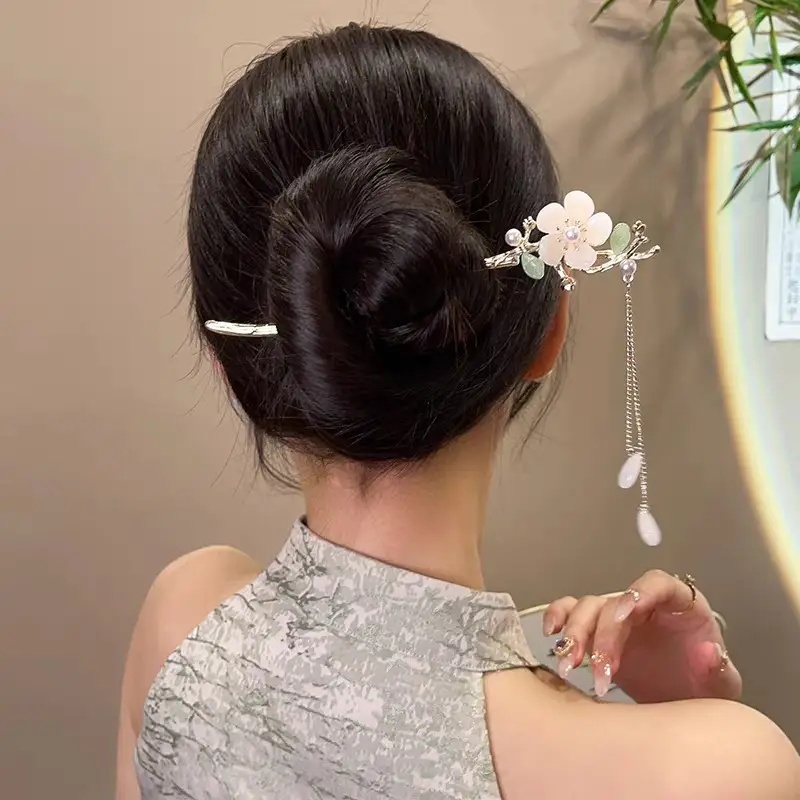 Lilu Hairpin Women Antique Hanfu Walking Tassel Plate Hair Clasp — feature 8