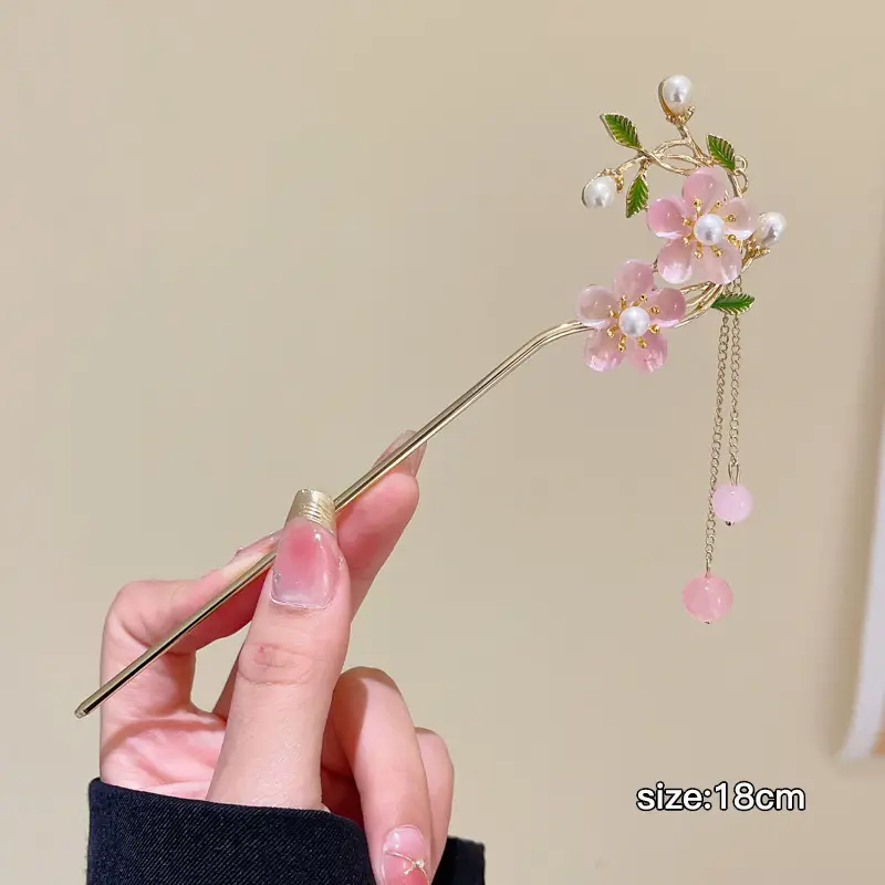 Lilu Hairpin Women Antique Hanfu Walking Tassel Plate Hair Clasp - Image 4