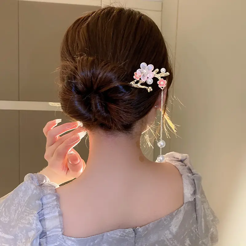 Lilu Hairpin Women Antique Hanfu Walking Tassel Plate Hair Clasp - Image 5