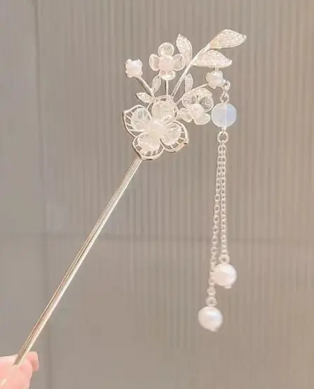 Lilu Hairpin Women Antique Hanfu Walking Tassel Plate Hair Clasp - Image 7