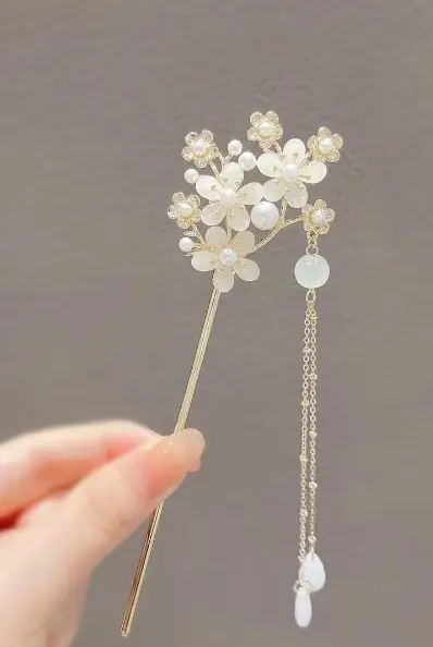 Lilu Hairpin Women Antique Hanfu Walking Tassel Plate Hair Clasp - Image 8