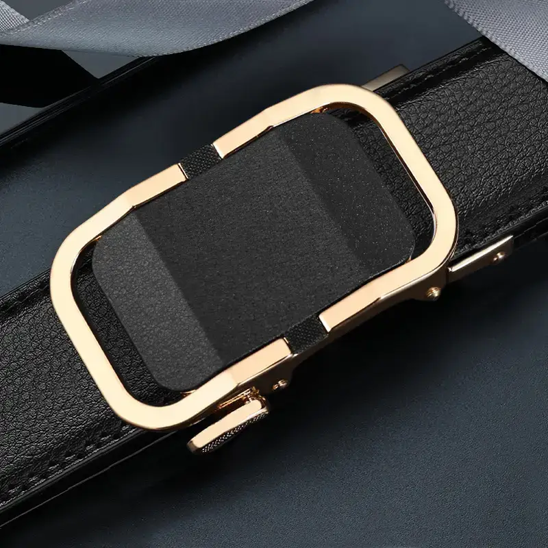 New Men's Leather Belt with Gold Buckle - Image 4