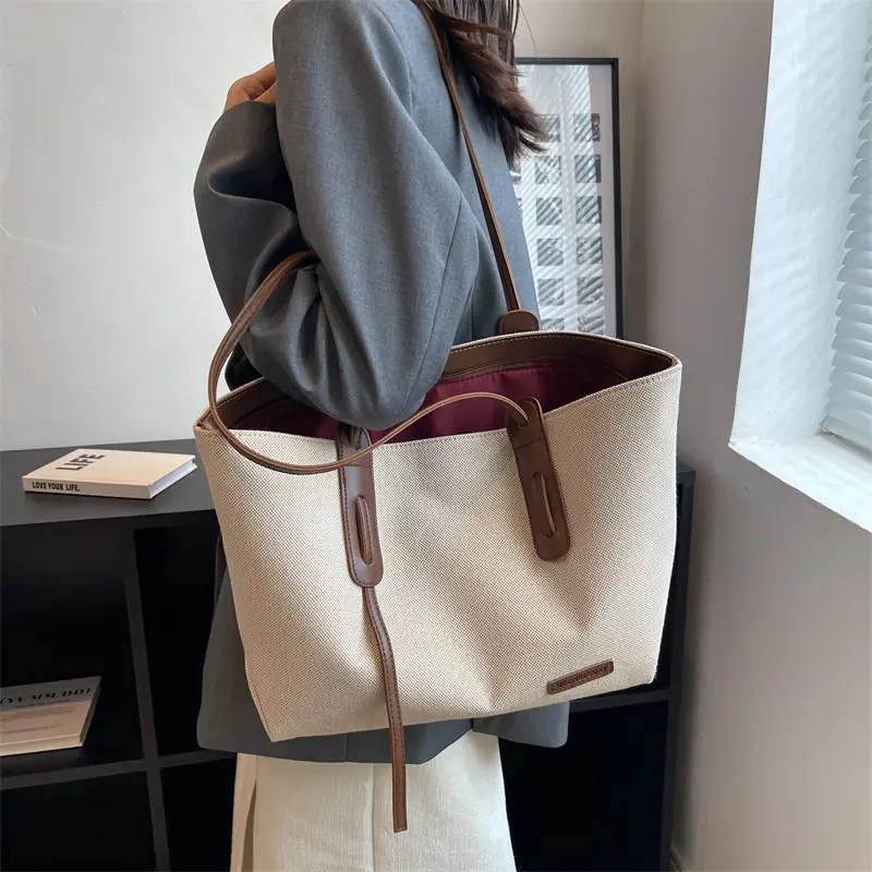 2023 New Casual Large Capacity Bag Women's Bag All-match Shoulder Bag Canvas Bag Student Class Commuter Tote Bag - Image 5