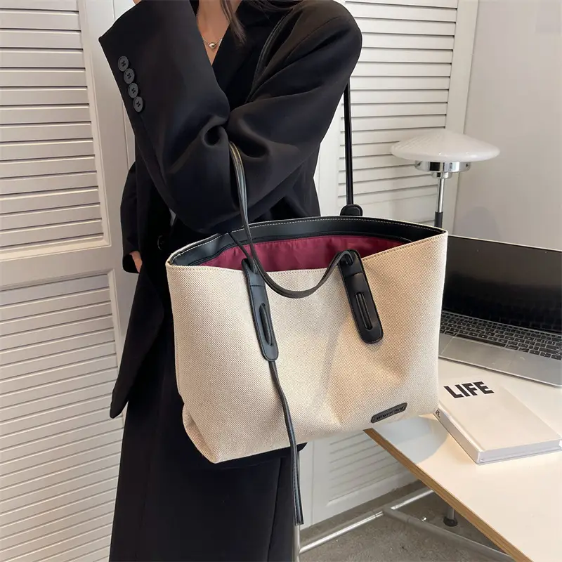 2023 New Casual Large Capacity Bag Women's Bag All-match Shoulder Bag Canvas Bag Student Class Commuter Tote Bag - Image 6