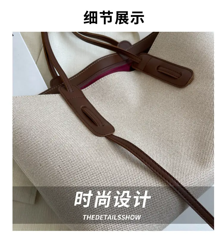 2023 New Casual Large Capacity Bag Women's Bag All-match Shoulder Bag Canvas Bag Student Class Commuter Tote Bag — feature 2