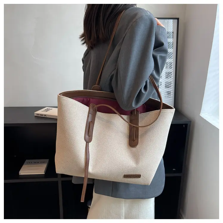 2023 New Casual Large Capacity Bag Women's Bag All-match Shoulder Bag Canvas Bag Student Class Commuter Tote Bag — feature 8
