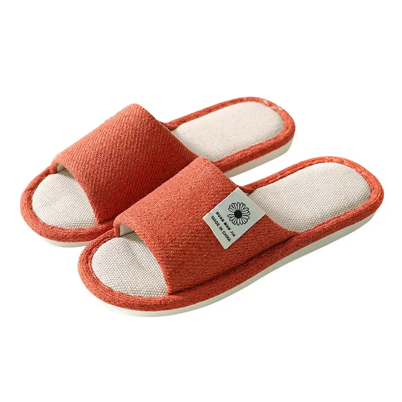 Linen Slippers Men's Four Seasons Indoor Household Mute Sweat Absorbing Wear-resistant Spring and Autumn Cotton Linen Slippers Men's