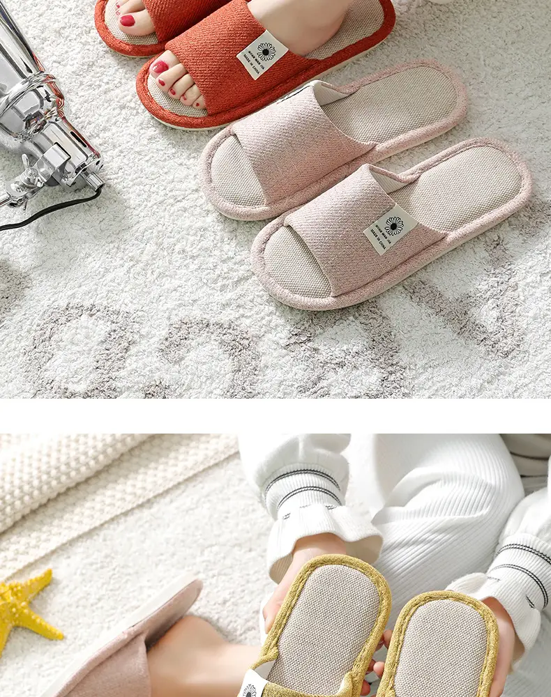 Linen Slippers Men's Four Seasons Indoor Household Mute Sweat Absorbing Wear-resistant Spring and Autumn Cotton Linen Slippers Men's — feature 14