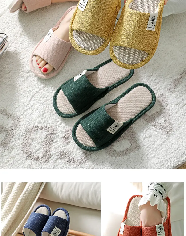 Linen Slippers Men's Four Seasons Indoor Household Mute Sweat Absorbing Wear-resistant Spring and Autumn Cotton Linen Slippers Men's — feature 15