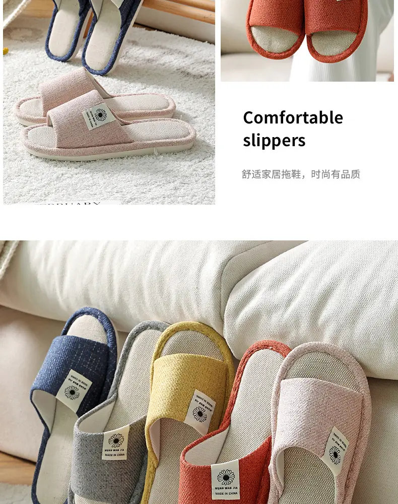 Linen Slippers Men's Four Seasons Indoor Household Mute Sweat Absorbing Wear-resistant Spring and Autumn Cotton Linen Slippers Men's — feature 16