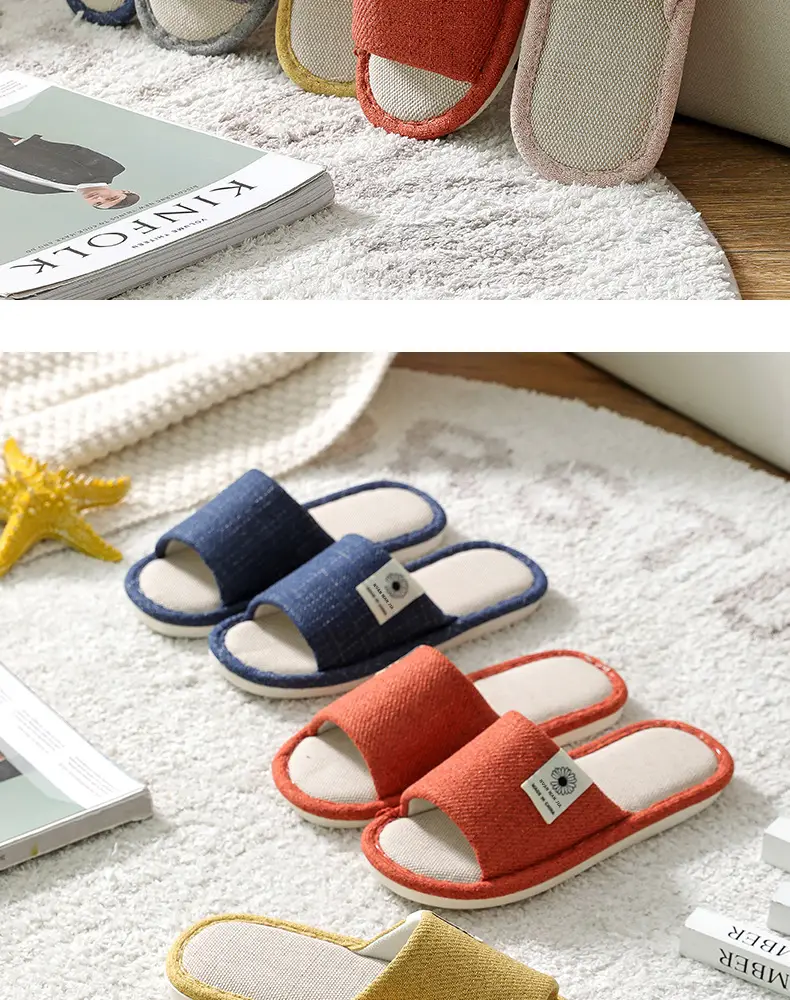 Linen Slippers Men's Four Seasons Indoor Household Mute Sweat Absorbing Wear-resistant Spring and Autumn Cotton Linen Slippers Men's — feature 17