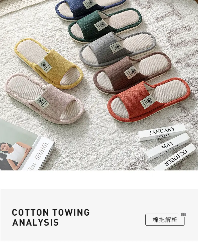 Linen Slippers Men's Four Seasons Indoor Household Mute Sweat Absorbing Wear-resistant Spring and Autumn Cotton Linen Slippers Men's — feature 4