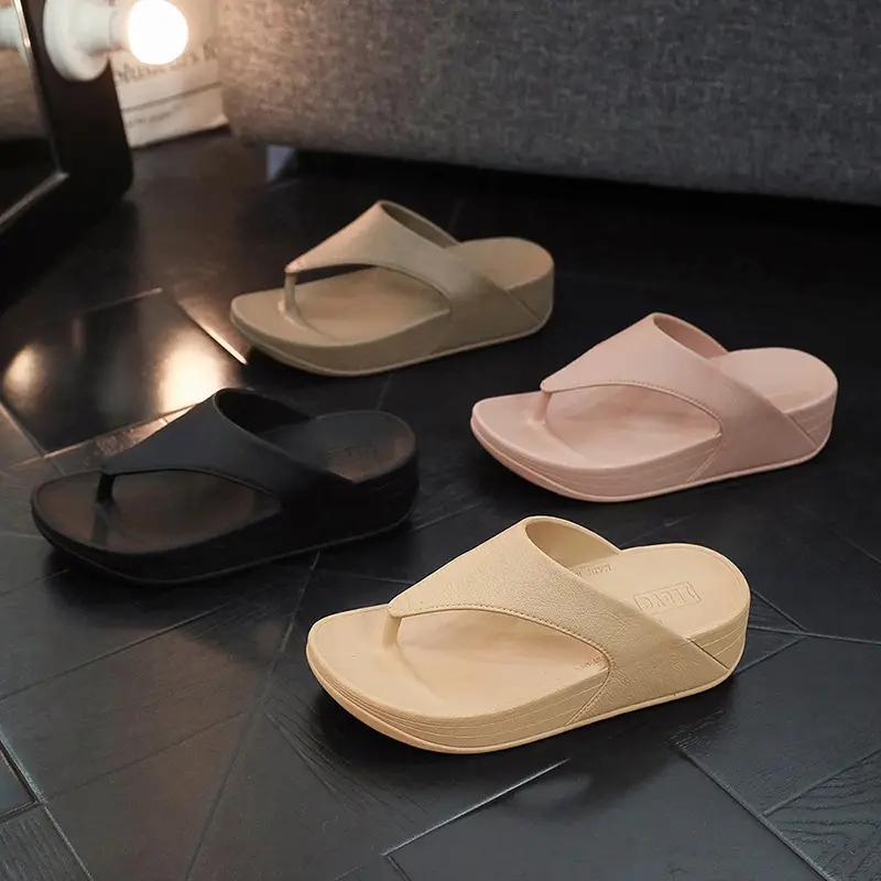 Women's Pink Slip-On Flip Flops with Thick Platform