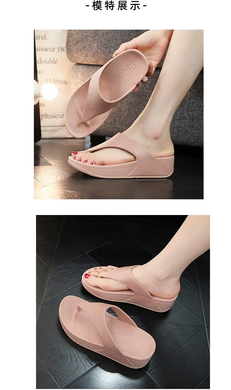 Women's Pink Slip-On Flip Flops with Thick Platform — feature 10