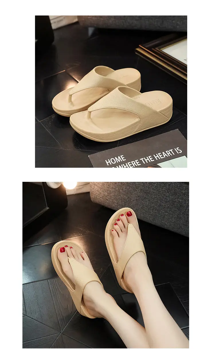Women's Pink Slip-On Flip Flops with Thick Platform — feature 13