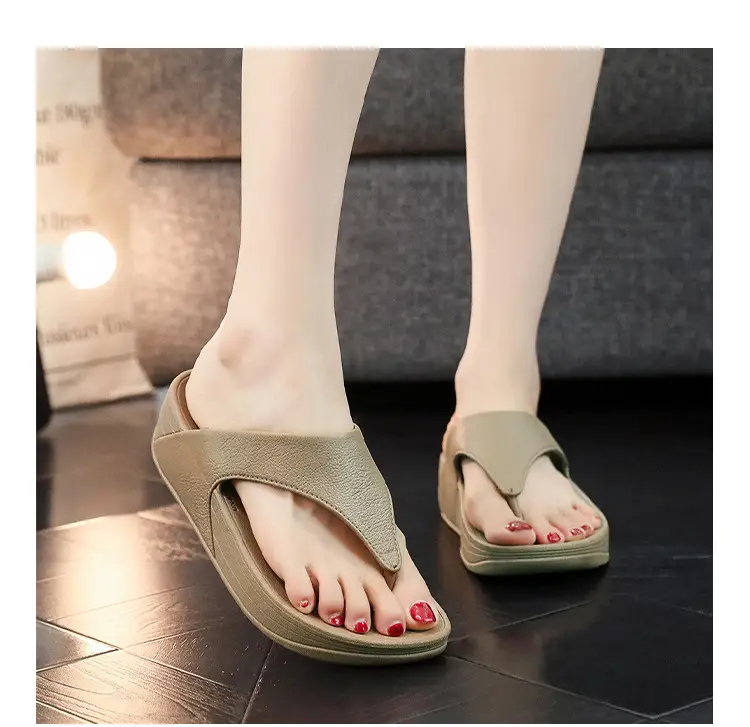 Women's Pink Slip-On Flip Flops with Thick Platform — feature 17