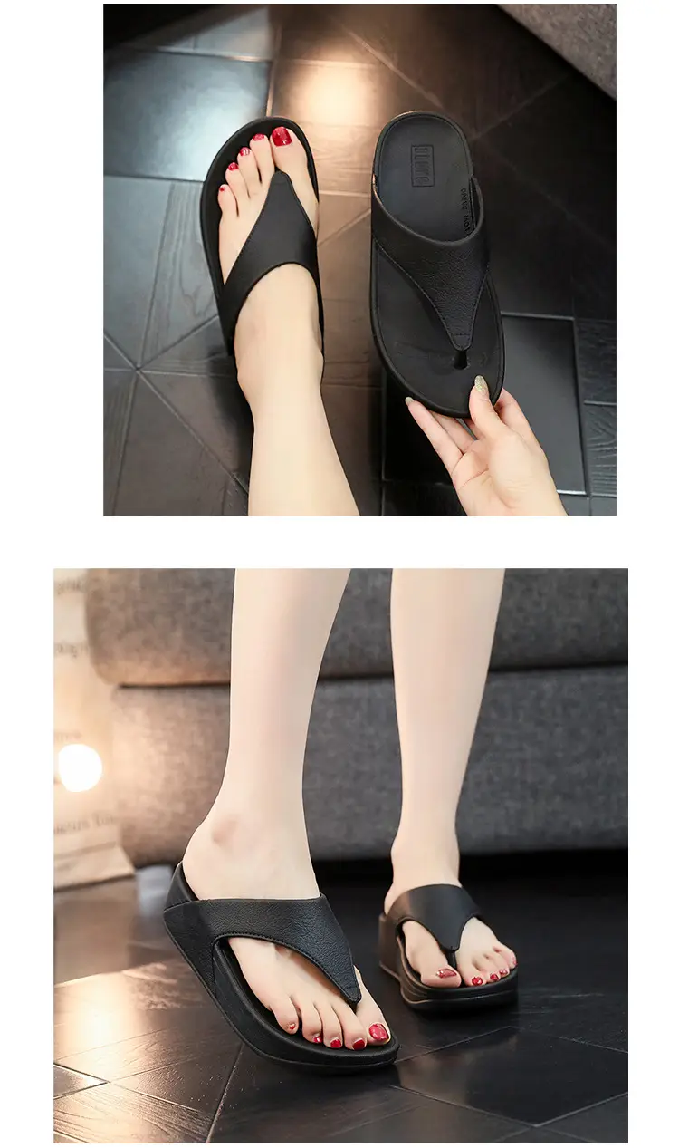Women's Pink Slip-On Flip Flops with Thick Platform — feature 19