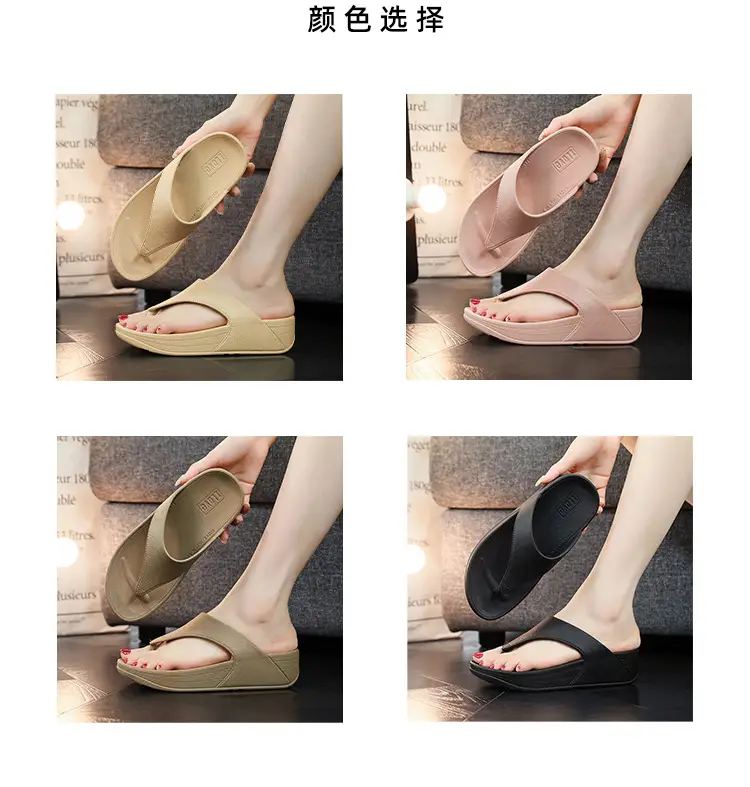 Women's Pink Slip-On Flip Flops with Thick Platform — feature 3