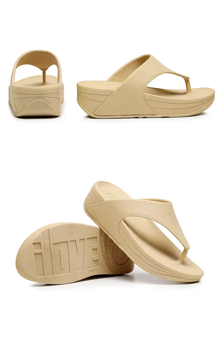 Women's Pink Slip-On Flip Flops with Thick Platform — feature 9