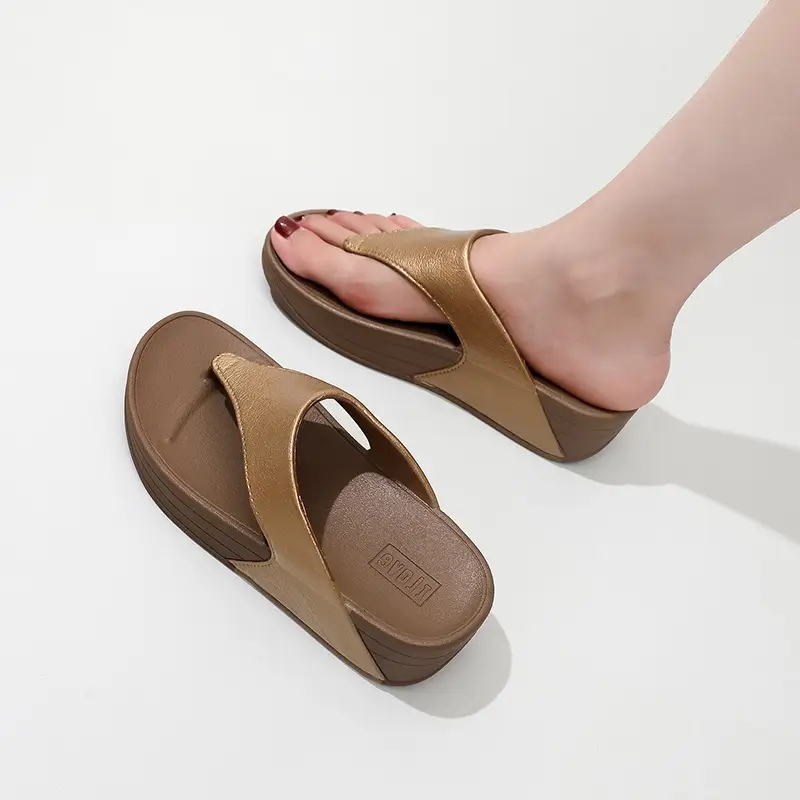 Women's Pink Slip-On Flip Flops with Thick Platform