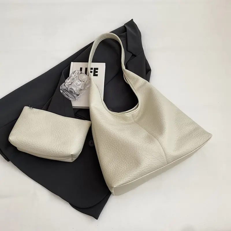 Women's Large Capacity Beige Shoulder Bag 2023 - Image 3
