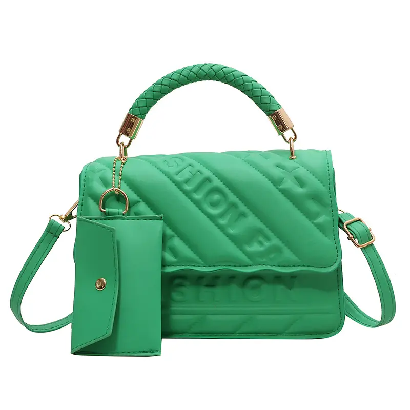 Green Embossed Shoulder Bag with H-tint Design