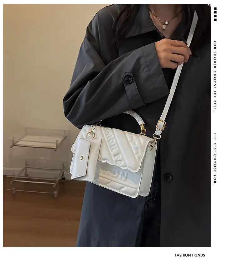 Green Embossed Shoulder Bag with H-tint Design — feature 1