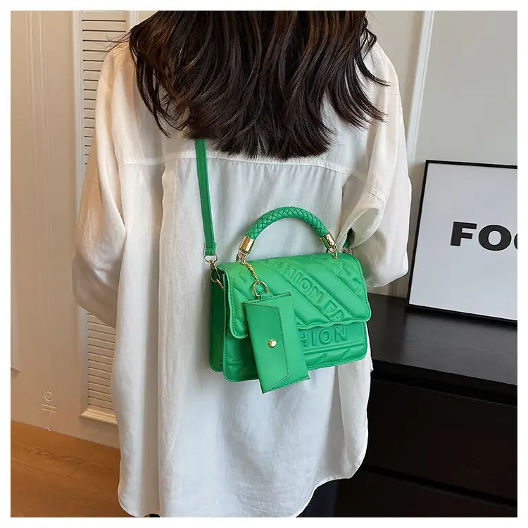Green Embossed Shoulder Bag with H-tint Design — feature 19