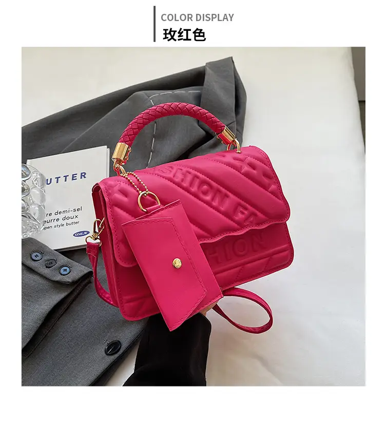 Green Embossed Shoulder Bag with H-tint Design — feature 23