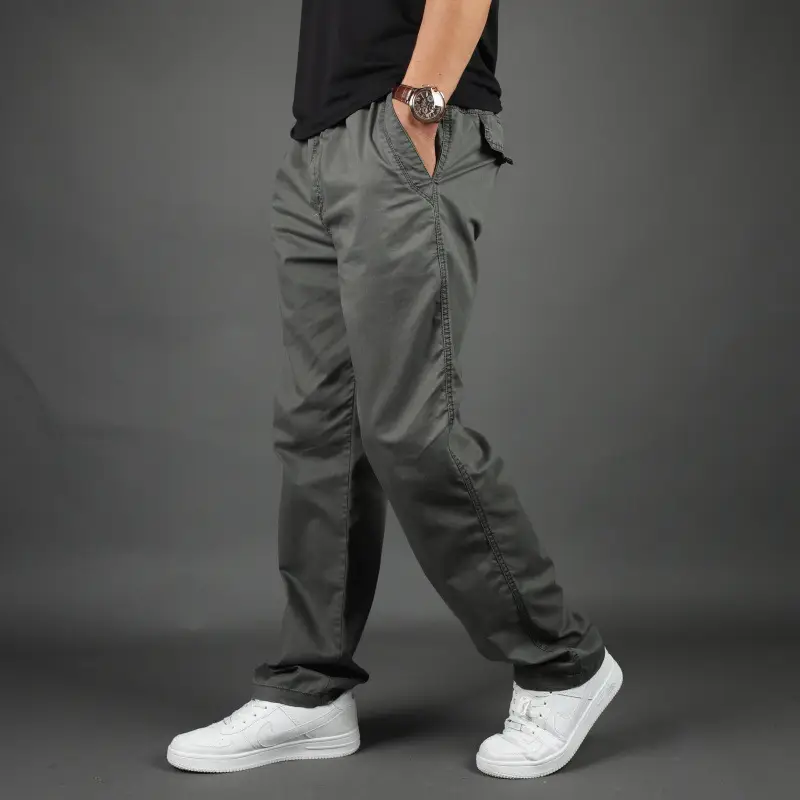 Men's Loose Fit Sports Pants Black Plus Size - Image 4