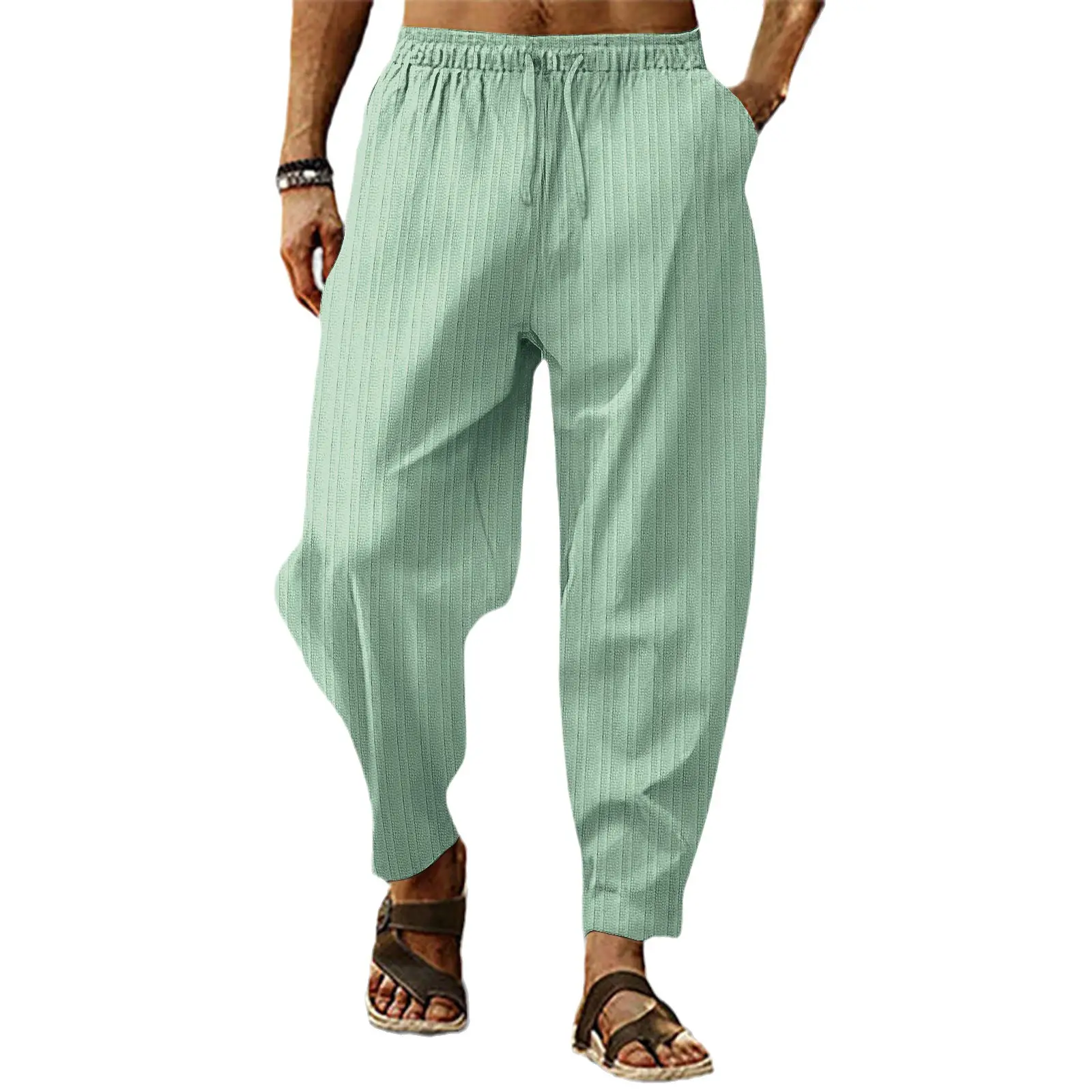 Men Blue Hip-hop Casual Trousers Summer Loose Fit - Image 14