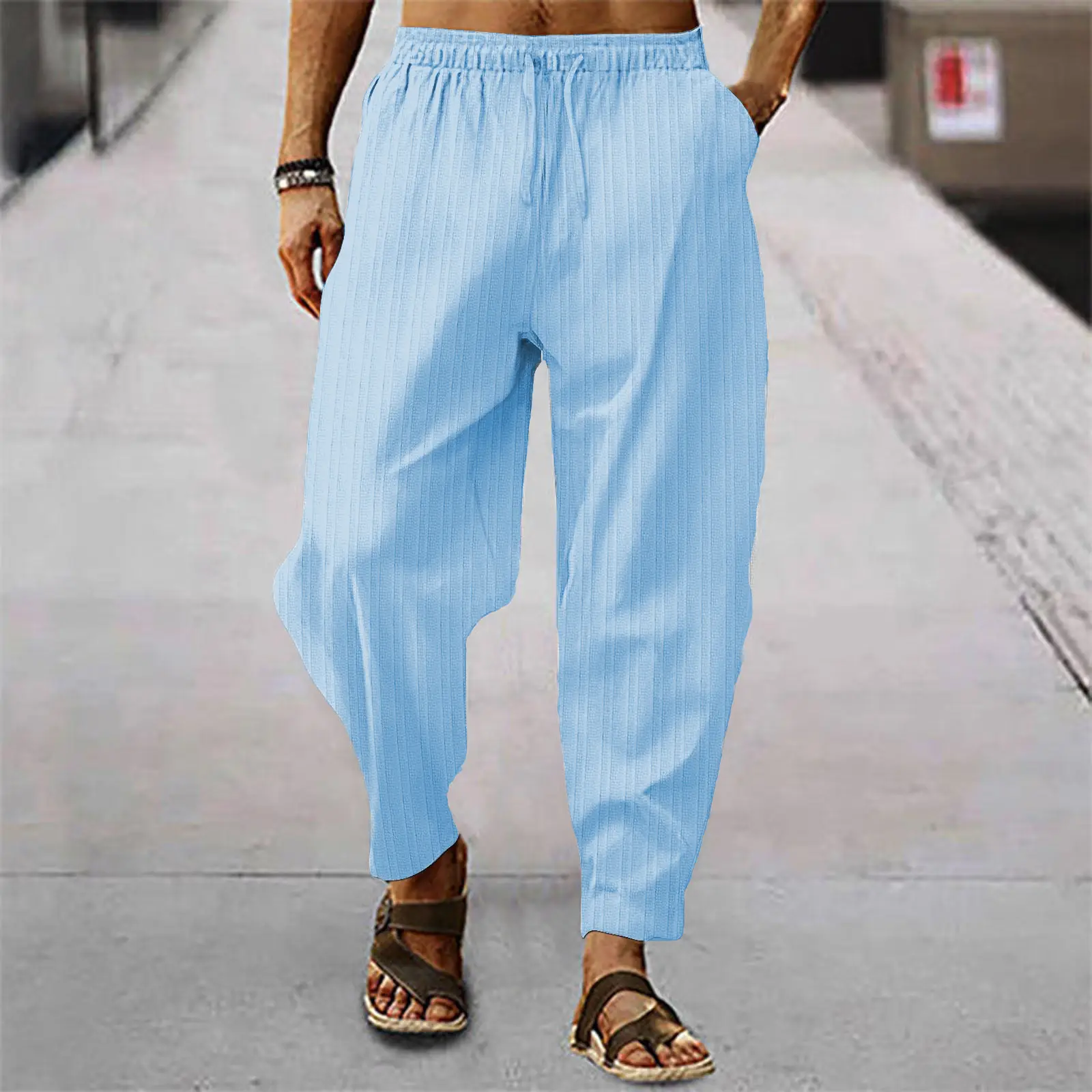 Men Blue Hip-hop Casual Trousers Summer Loose Fit — feature 10