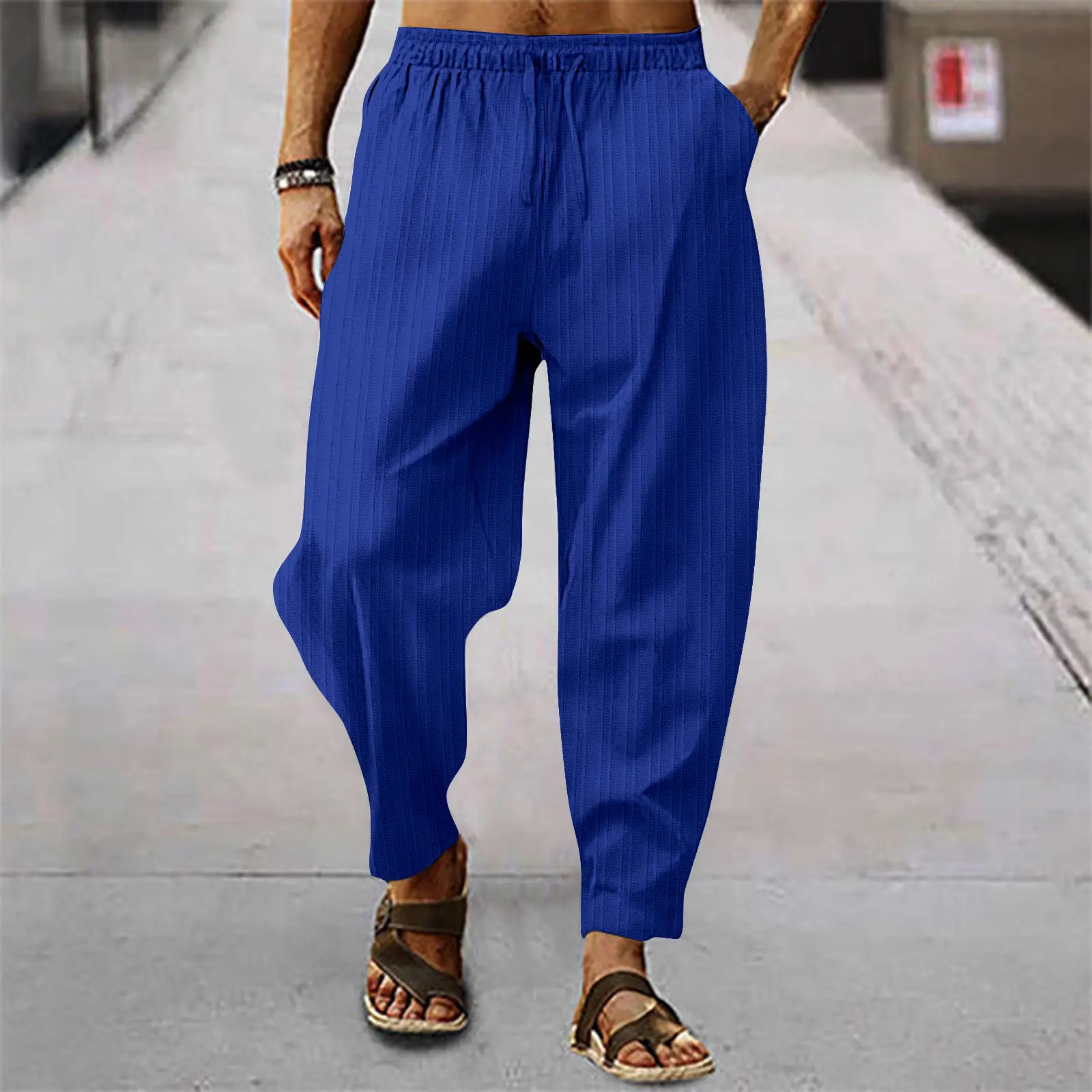 Men Blue Hip-hop Casual Trousers Summer Loose Fit — feature 11