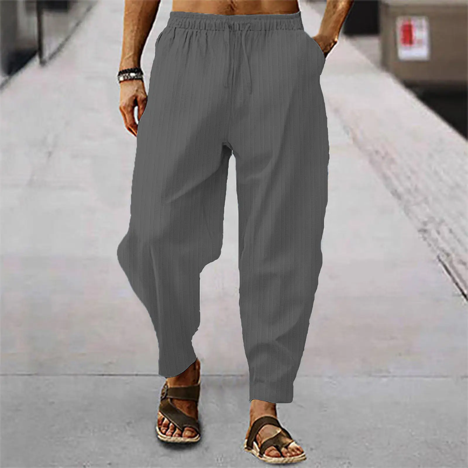 Men Blue Hip-hop Casual Trousers Summer Loose Fit — feature 4