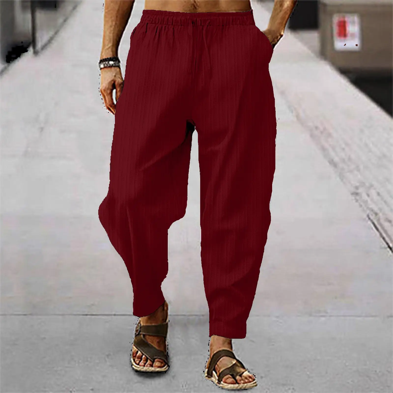 Men Blue Hip-hop Casual Trousers Summer Loose Fit — feature 6