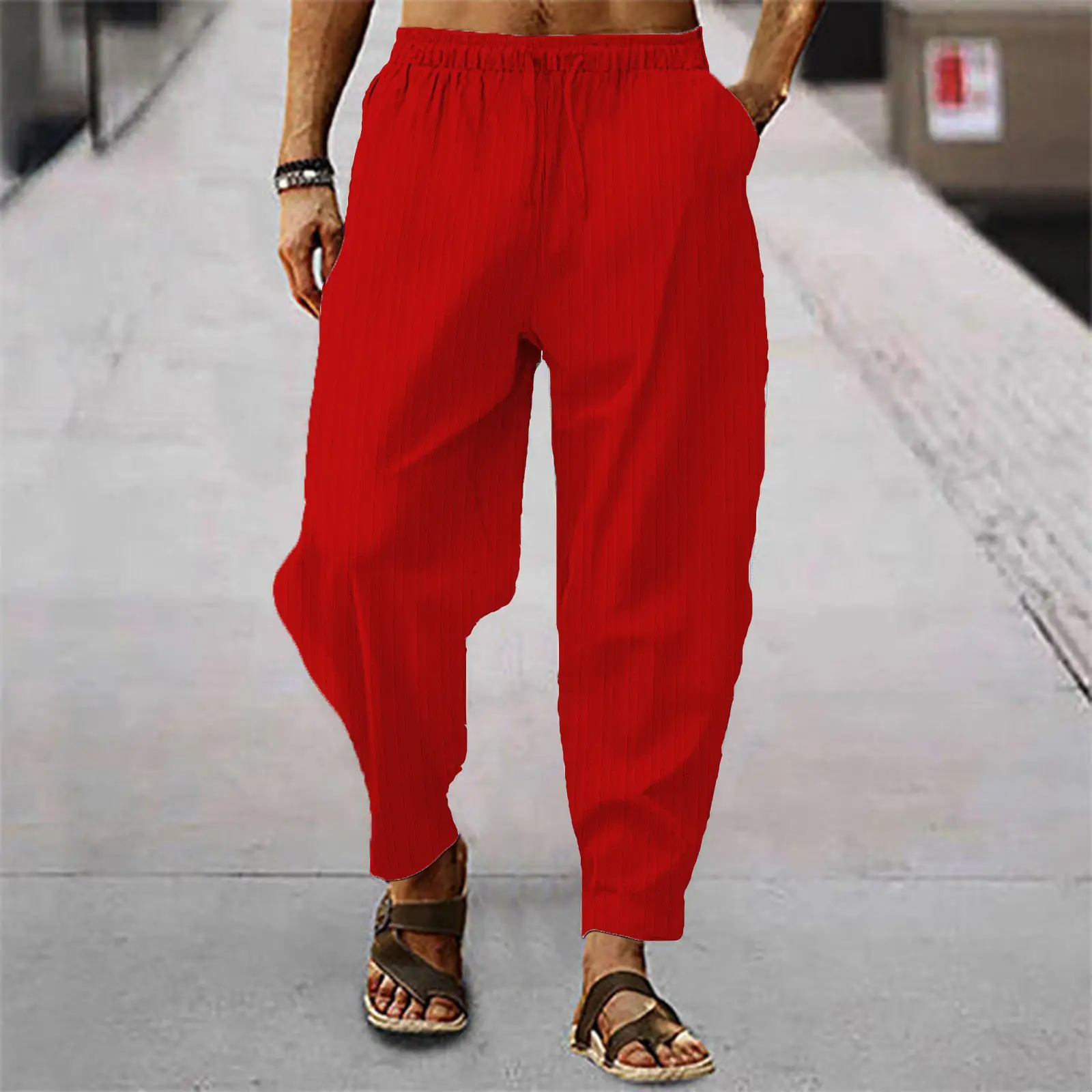Men Blue Hip-hop Casual Trousers Summer Loose Fit — feature 9