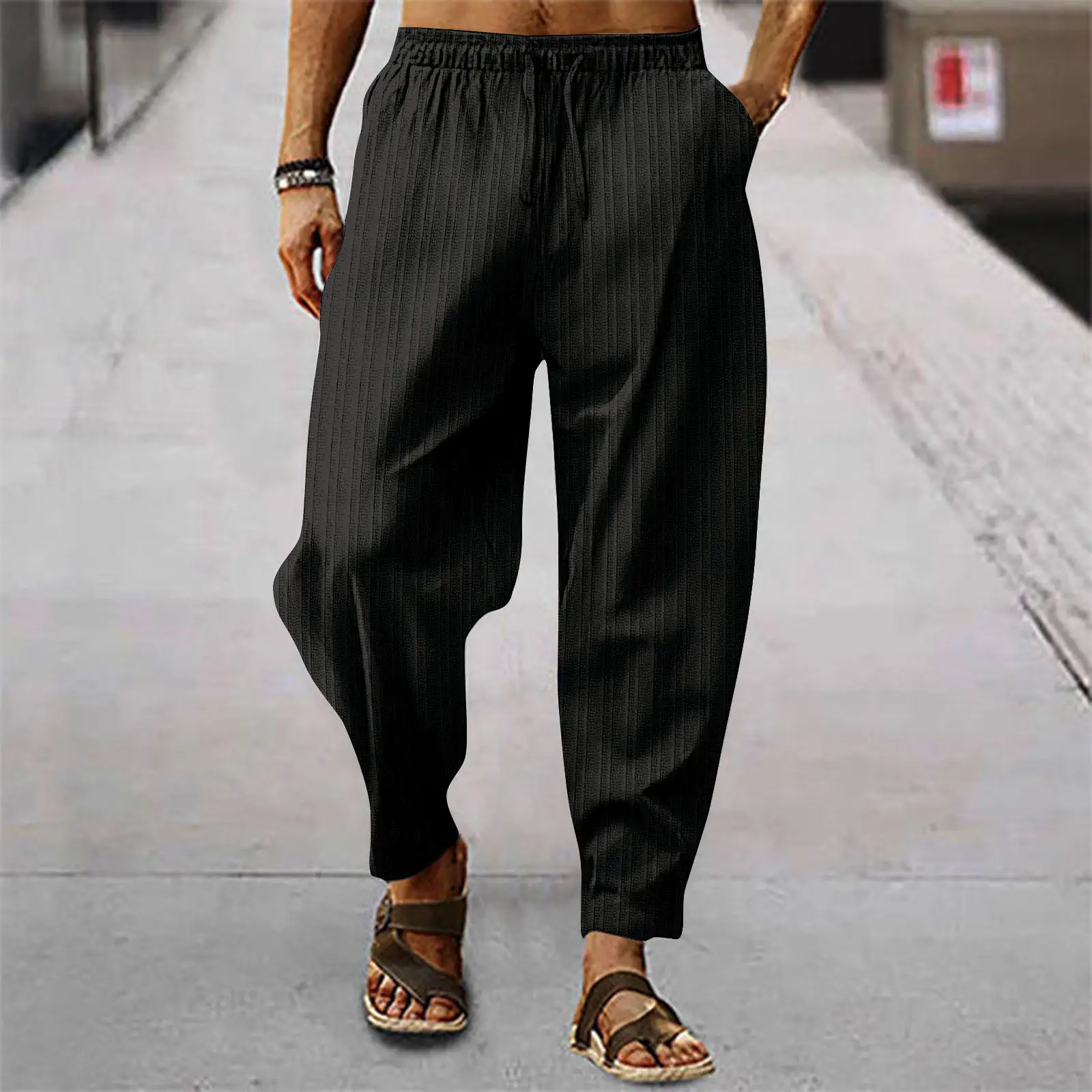 Men Blue Hip-hop Casual Trousers Summer Loose Fit — feature 5