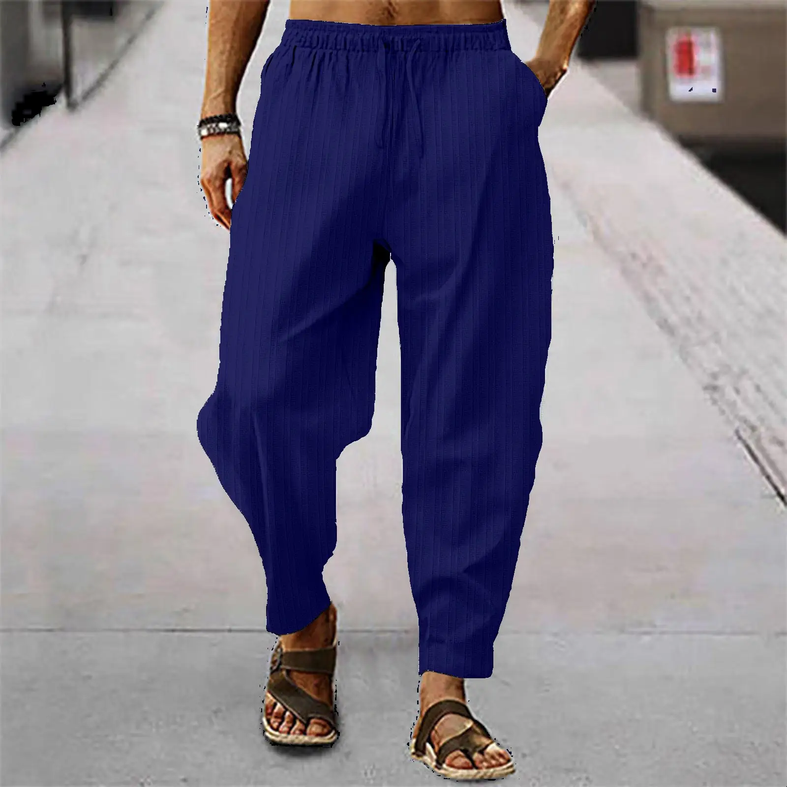 Men Blue Hip-hop Casual Trousers Summer Loose Fit — feature 12