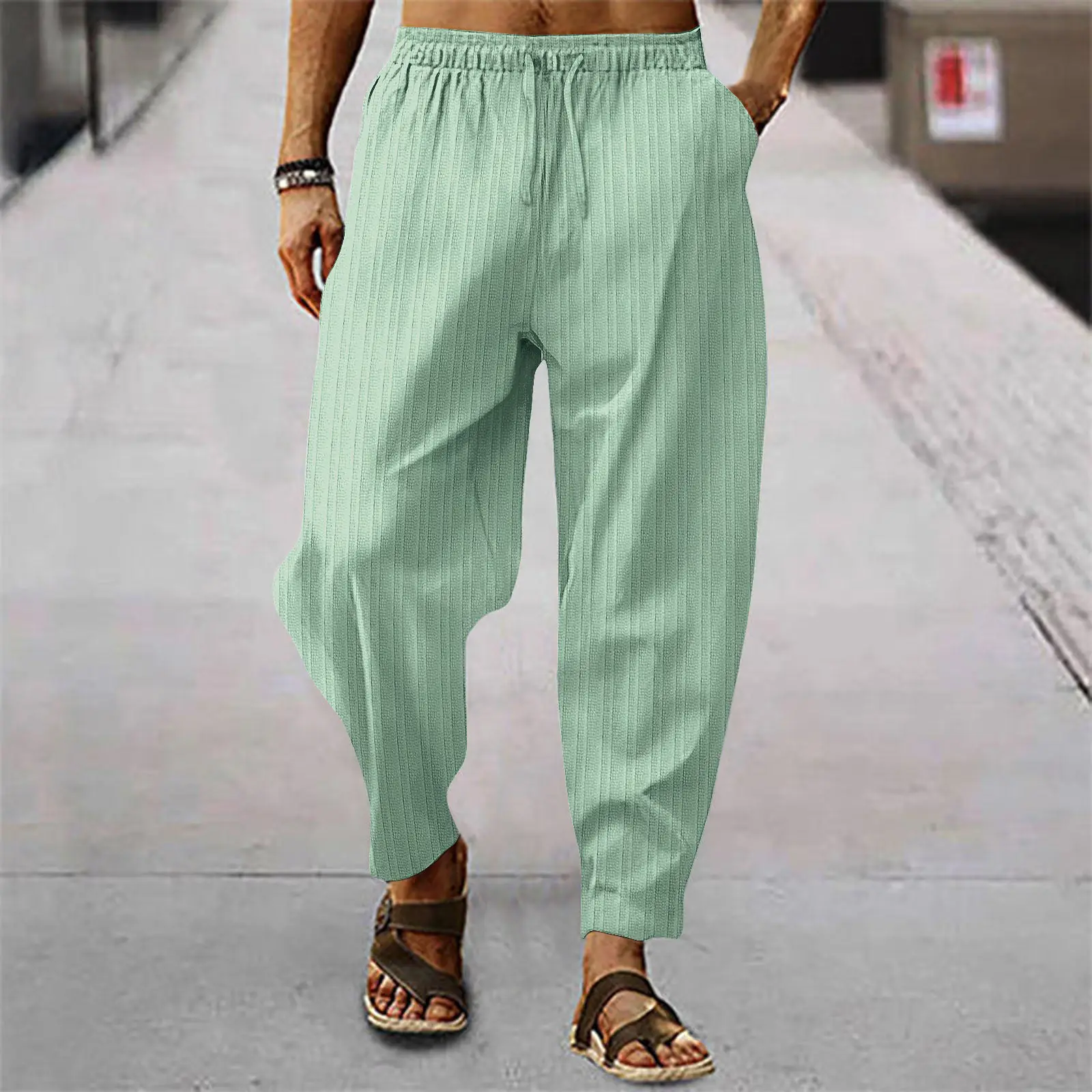 Men Blue Hip-hop Casual Trousers Summer Loose Fit - Image 4