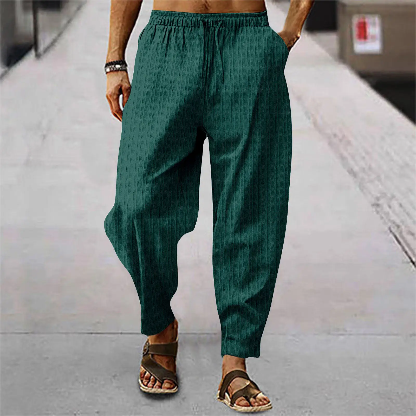 Men Blue Hip-hop Casual Trousers Summer Loose Fit - Image 6
