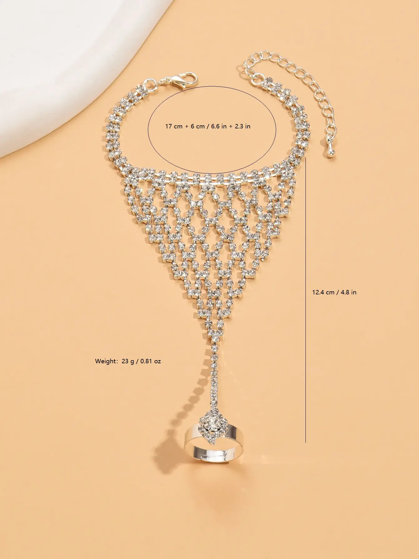 Full Diamond Grid Finger Bracelet for Women — feature 1