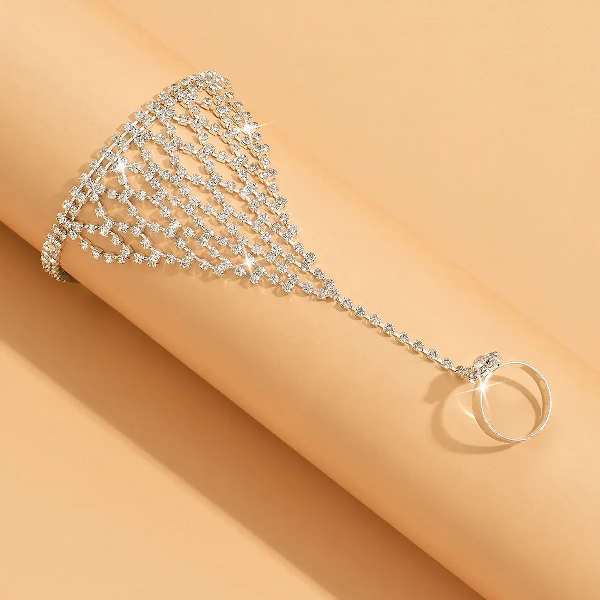 Full Diamond Grid Finger Bracelet for Women — feature 3