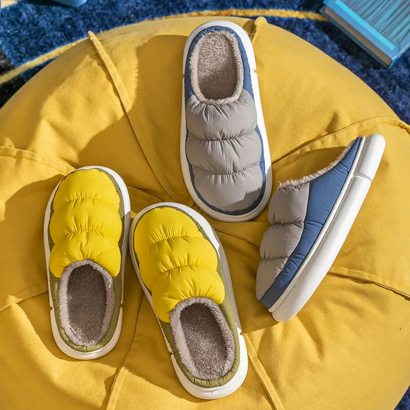 Plus size cotton slippers men's winter New 46 waterproof non-slip 47 poop feeling thick bottom extra large thermal slippers - Image 5