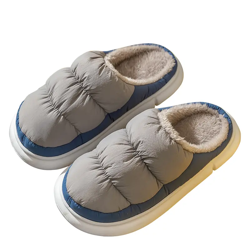 Plus size cotton slippers men's winter New 46 waterproof non-slip 47 poop feeling thick bottom extra large thermal slippers - Image 7